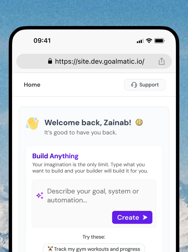 Goalmatic dashboard features